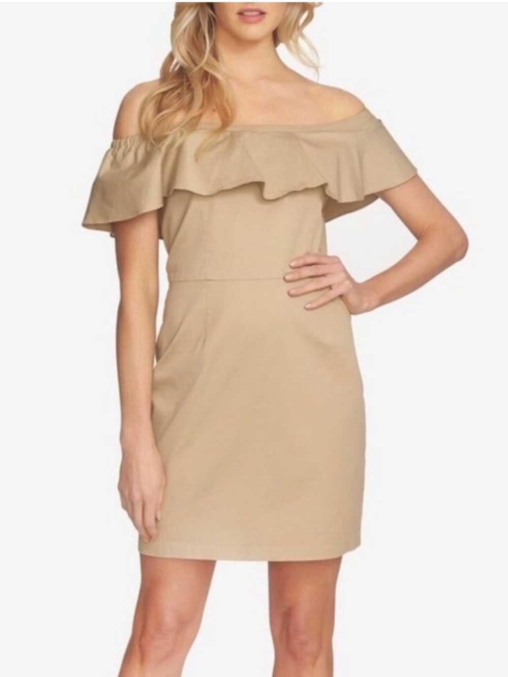 1. State Ruffle Mini Dress in Taupe